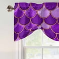 thumbnail image 4 of Purple Fish Scale Tie Up Valance Curtains for Windows, Kitchen Curtains Window Treatments, Modern Geometric Ombre Abstract Moroccan Short Window Shades Valances for Bedroom Bathroom Cafe 42"x18", 4 of 8