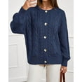 thumbnail image 6 of FreshPretty Chunky Cardigan Sweaters for Women Fall Fashion Button Lantern Long Sleeve Cable Knit Winter Coats Outerwear, 6 of 7