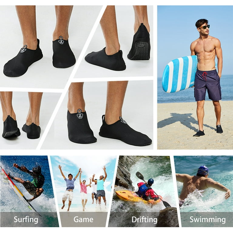 VIFUUR Water Sports Shoes Barefoot Quick-Dry Aqua Yoga Socks Slip-on for  Men Women Black 