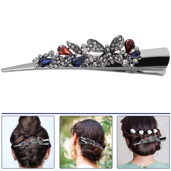 AURARMLET decorative hair clips Vintage Style Hair Clip Rhinestone Silver 1Pack for Hairstyle Fixation