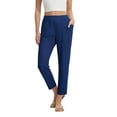 thumbnail image 2 of Happyyee Women's Straight Leg Cropped Pants Elastic Waist Comfy Fitness Pants Loose Fits Yoga Workout Sweatpants,Blue,XXL, 2 of 6