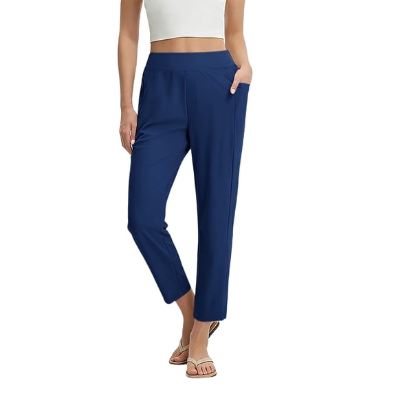 ClodeEU Women's Stretch 7/8 Yoga Pants ,Comfortable Athletic Ankle Length Pants for Work Blue,Womens Plus M