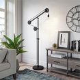 thumbnail image 4 of Henn&Hart 38" Blackened Bronze Metal/Ribbed Glass Floor Lamp, 4 of 12