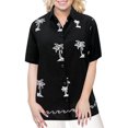 thumbnail image 5 of HAPPY BAY Women's Blouses Button Down Short-Sleeve Tops Bohemian Vacation Beach Hawaiian Shirt Relaxed Fit Shirts For Women M plus-size Coal, Palm Tree, 5 of 5