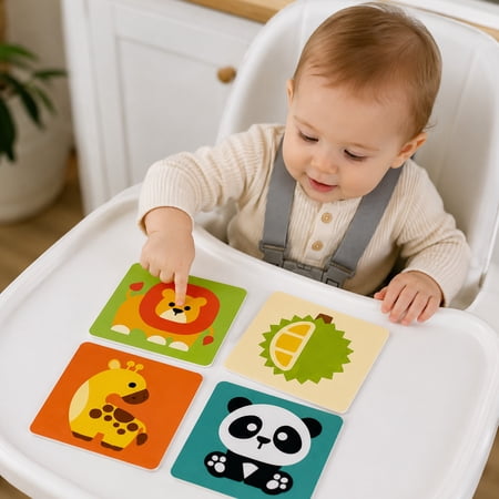 SugarBloom Toddler Sensory Toy- High Contrast Baby Flashcards Black White Colorful Cards for Newborn Visual Stimulation Infant Brain Development