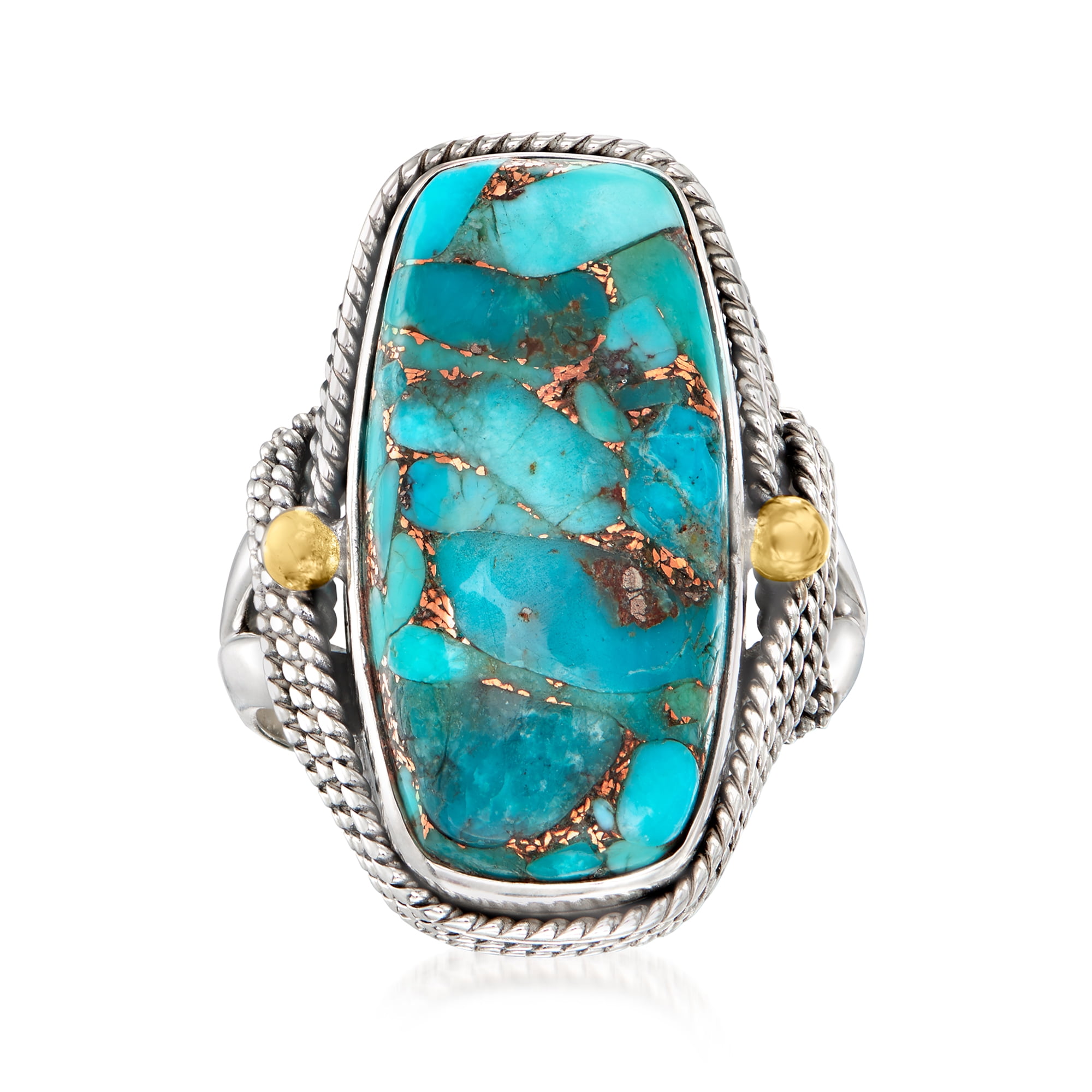 Blue Copper Turquoise Matrix 925 Sterling Silver Ring Jewelry