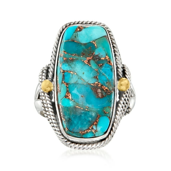 Ross-Simons Blue Copper Turquoise Ring in 2-Tone Sterling Silver, Women's, Adult