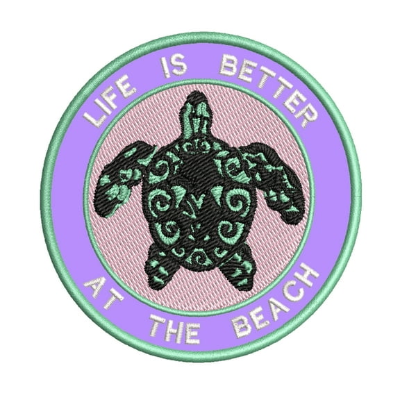 Life Is Better Turtle Animal Sea Embroidered Patch Iron/Sew-On Applique Souvenir
