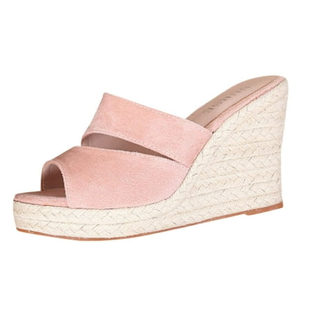 

Sandals Women Flip Flops For Women Outer Wear Casual And Comfy Wedge Heel Women Slipper Sandals Summer Suede Lady Mules Cutout Female Espadrille Slides Wedge Sandals For Women Sandals For Women Dressy