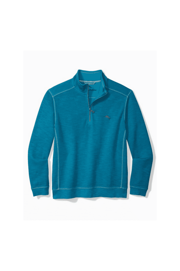 Tobago Bay 1/2 Zip Pullover, Long Sleeve, Hazy Teal, Size Sz L