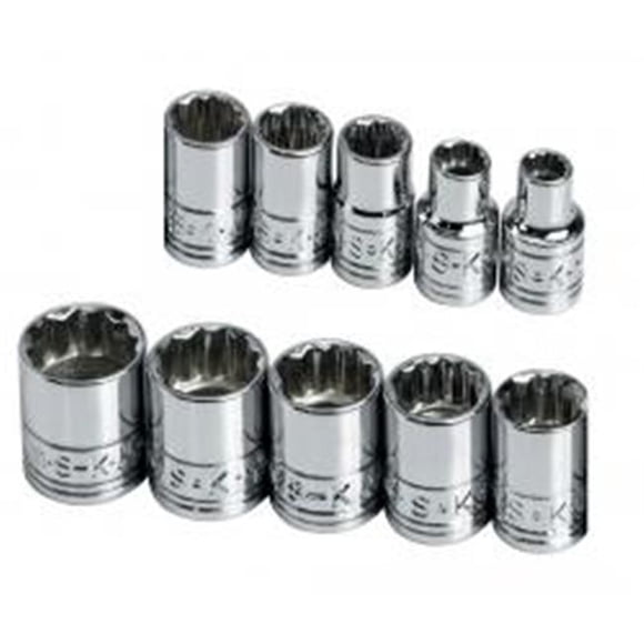 S-K Hand Tool SK1340 Socket 0.25 In. Dr Standard 12 Point Mt 10 Piece Set