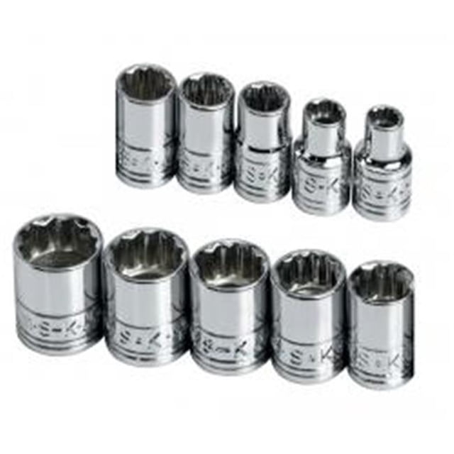 S-K Hand Tool SK1340 Socket 0.25 In. Dr Standard 12 Point Mt 10 Piece Set