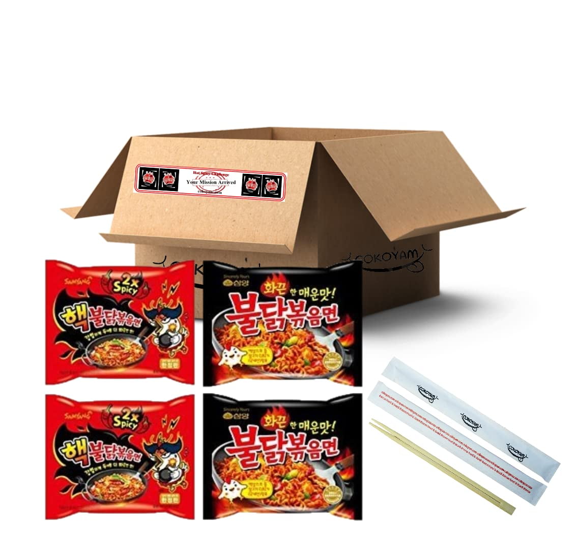 Samyang Buldak Hot Chicken Flavor Ramen Spicy Noodles Combo 4 Pack (2x Original, 2x Hack)