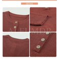 thumbnail image 4 of Women's Button V-Neck Long Sleeve Sweater Waffle Knit Pullover for Autumn Winter, 4 of 4