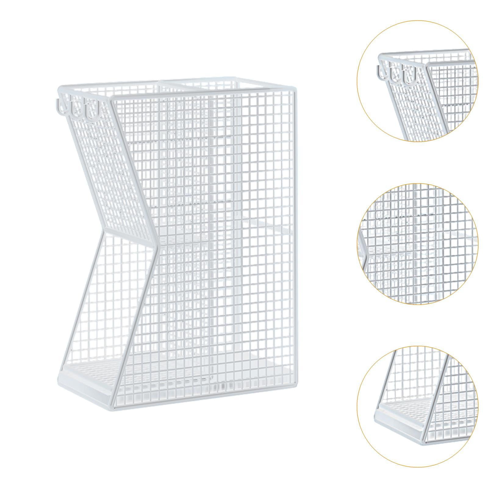 Fancyes Umbrella Rack Storage Bucket Metal Sturdy ,with Removable Drip Tray Umbrella Holder Bin Umbrella Holder for Office Hotel Home white