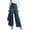 #0407-Blue, variant on Womens Asymmetrical Ruffle Overlay Denim Wide Leg Pants High Waisted Button Fly Skirted Jeans