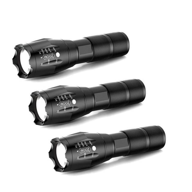 LED flashlights High Lumens with 5 Modes, Zoomable Water Resistant Tactical Flashlight for Camping Hiking Emergency , 3 Pack