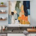 thumbnail image 6 of Orange Blue Blocks Sheer Curtains 54 Inches Long, Abstract Vintage Oil Painting Modern Art Light Filering Curtains, Breathable Simi Curtain Privacy Drapes for Kitchen Bathroom Window Treatment, 6 of 9