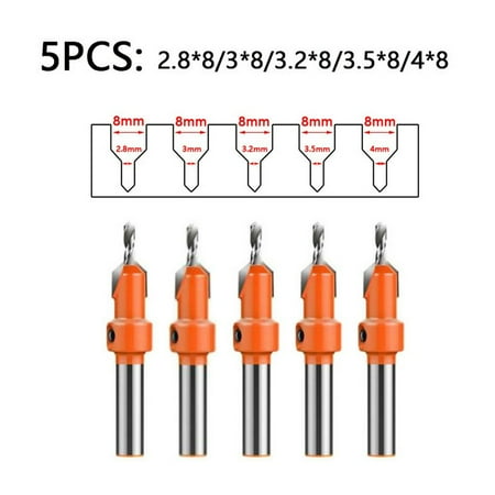 

5PCS Hex Shank Countersink Drill Bit Woodworking Screw Wood Hole Drill Bit 8mm