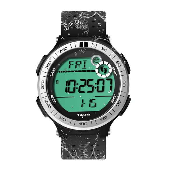 10 ATM Waterproof Sports Watch Pedometer for Men Boys Scuba Diving Watch with Lap Stopwatch and Alarm Clock Function, 12/24 Hour Format Selectable