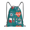 thumbnail image 1 of Xecao Medical Elements Pattern Sports Drawstring Backpack - String Swim Gym Bag with Wet Proof Pocket for Women&Men-Small, 1 of 6