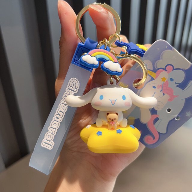 Cartoon Genuine Sanrio HelloKitty Kulomi Projection Camera Pendant Plush Big Ear Dog Keychain Female