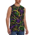 thumbnail image 2 of Bixox Men's Neon Mardi Gras Printed Shirt Sleeveless Fitness Tank Top-Medium, 2 of 7