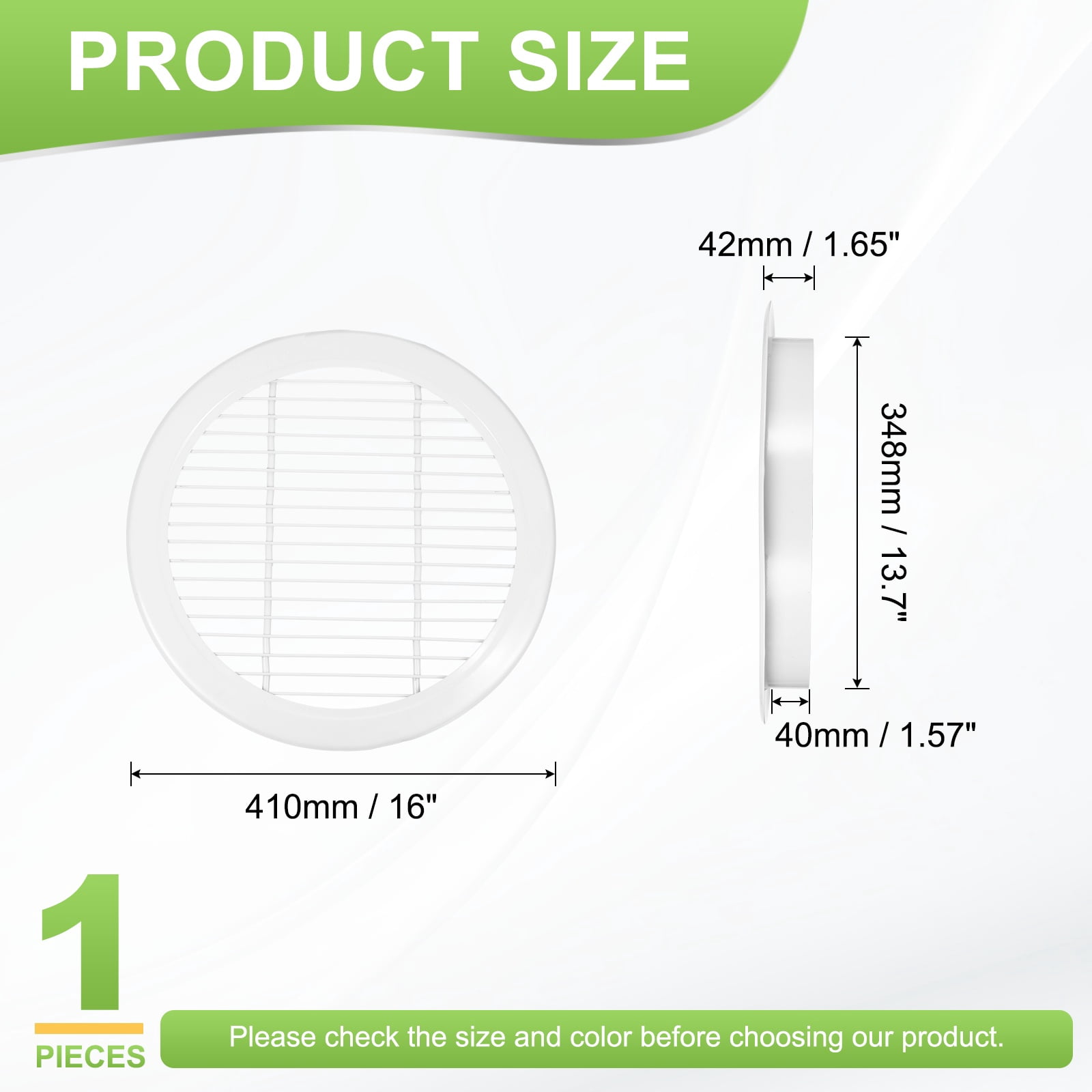 Uxcell 13.7" Round Air Vent, Single Louver Grille Cover Aluminum Alloy Soffit Vent HVAC Ventilation for Ceiling Wall Roofing Bathroom Kitchen Garage Duct Shed Garage, White