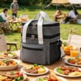 thumbnail image 6 of Gray Insulated Lunch Tote, Thick Thermal Layer Keeps Food Hot or Cold, Dual Compartments with Adjustable Shoulder Strap for Work, Picnic or Day Trip, 6 of 6