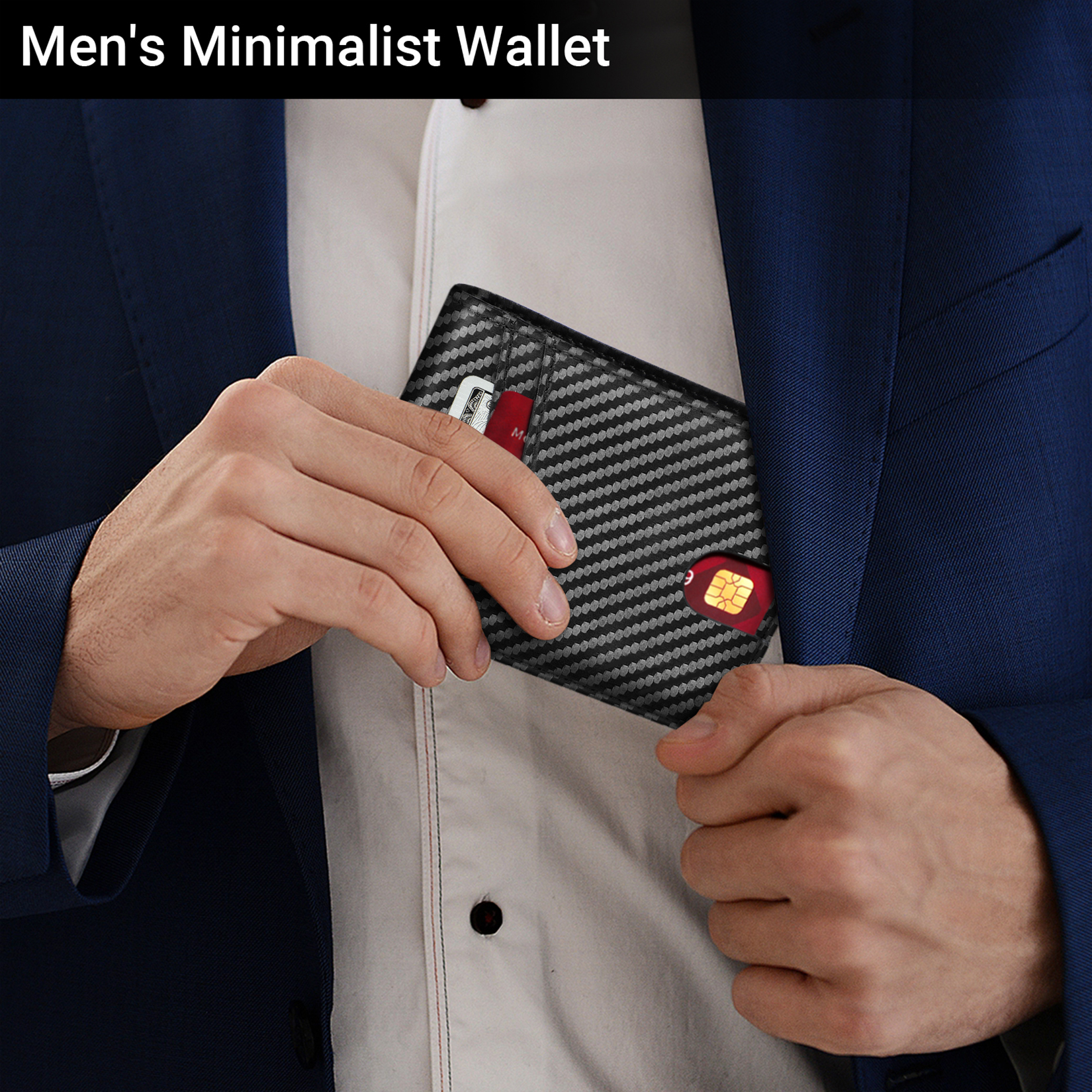 FIANMY Men's Slim Bifold Leather Wallet, Black photo 2
