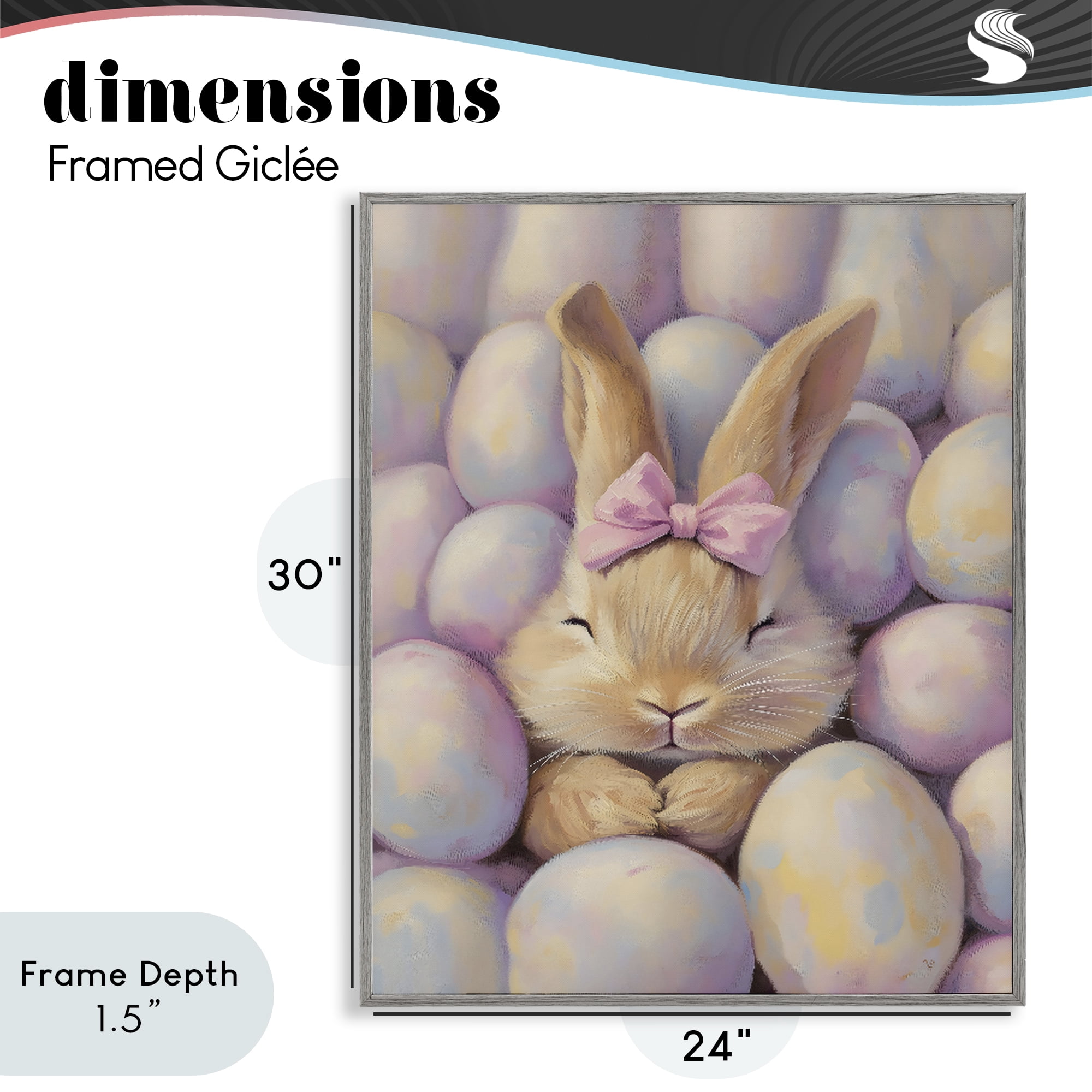 Stupell Industries Easter Bunny Nestled in Eggs Gray Framed Giclee Art, design by The Prints Vibe
