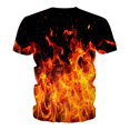 thumbnail image 4 of Men 3D Flame Graphic Crew Neck T-Shirt, Loose Fit Short Sleeve Cool Fire and Fierce Cat Print Basic Tee Summer Daily Casual Streetwear Tops(Orange,XXXL), 4 of 5