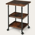 thumbnail image 2 of Patiojoy Chariot d'Imprimante à 3 Niveaux Réglable Roulant sous le Bureau avec 3 Étagères de Rangement Support d'Imprimante pour Bureau à Domicile Brun, 2 of 8