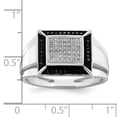 thumbnail image 3 of White Sterling Silver Ring Band Men's Diamond Round Black, 3 of 4