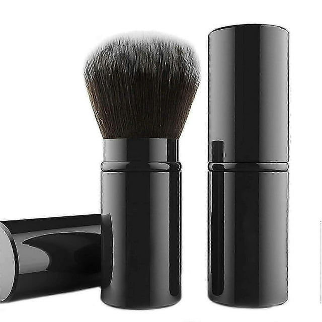 Retractable Kabuki Makeup Brush for Travel - Portable Face Blush Brush with Cover & Soft Powder Application for On-the-Go Beauty