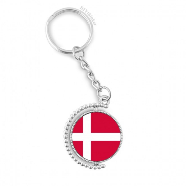 denmark national flag eu country rotatable keyholder disc accessories chain clip
