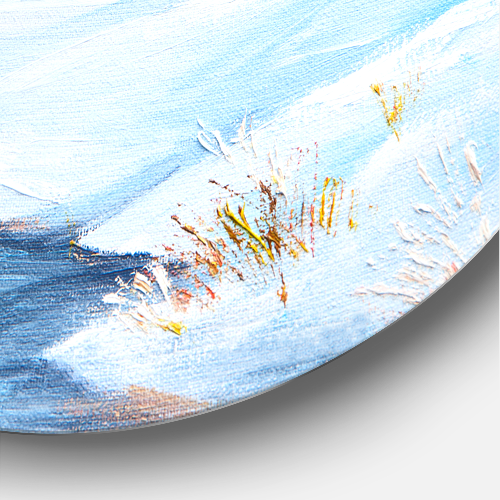 Designart 'Frozen River In The Forest Winter Landscape' Lake House Circle Metal Wall Art 23x23 - Disc of 23