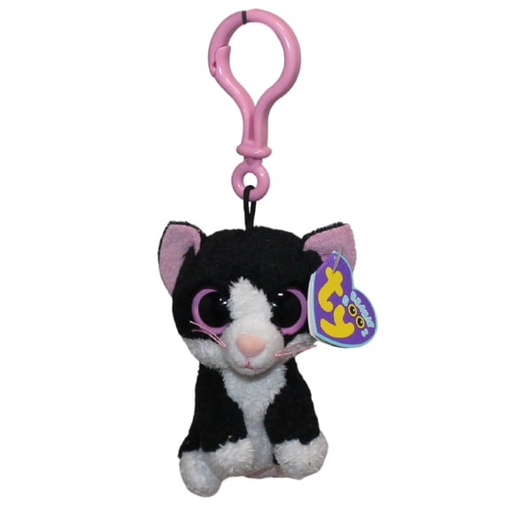 TY Beanie Boos - PEPPER the Black & White Cat (Glitter Eyes) (Plastic Key Clip - 3 inch)