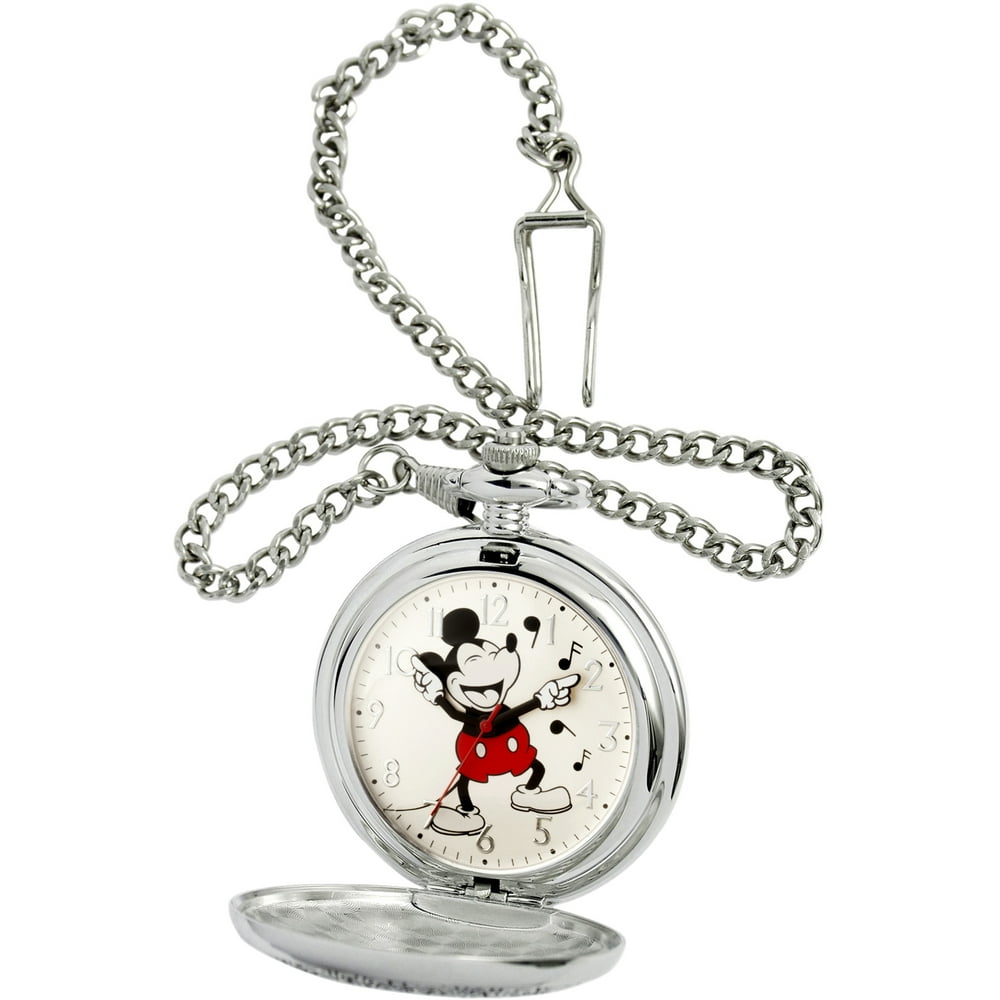Disney Mickey Mouse Men's Silver Pocket Watch