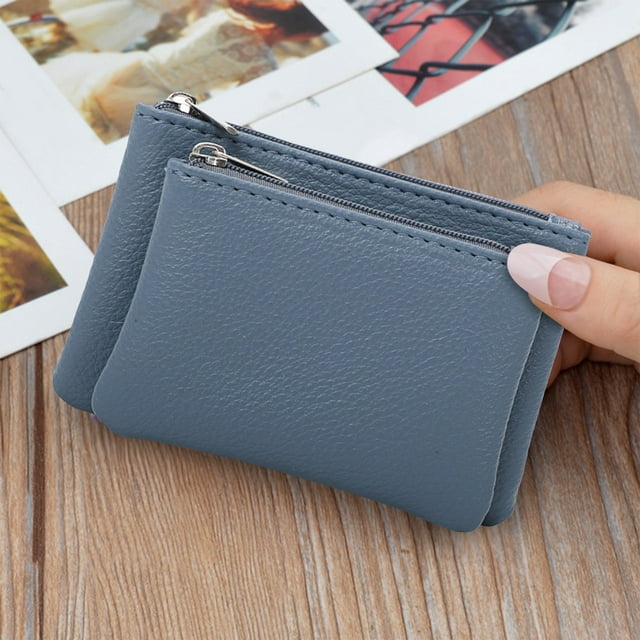 Danhjin A Purses New Unisex Color Double Layer Detachable Coin Purse Card Key Organizer Bag Storage Bags