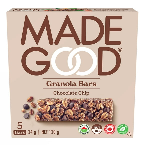 MadeGood Barres granola Pépites de chocolat Boîte de 5 barres 5 x 24 g