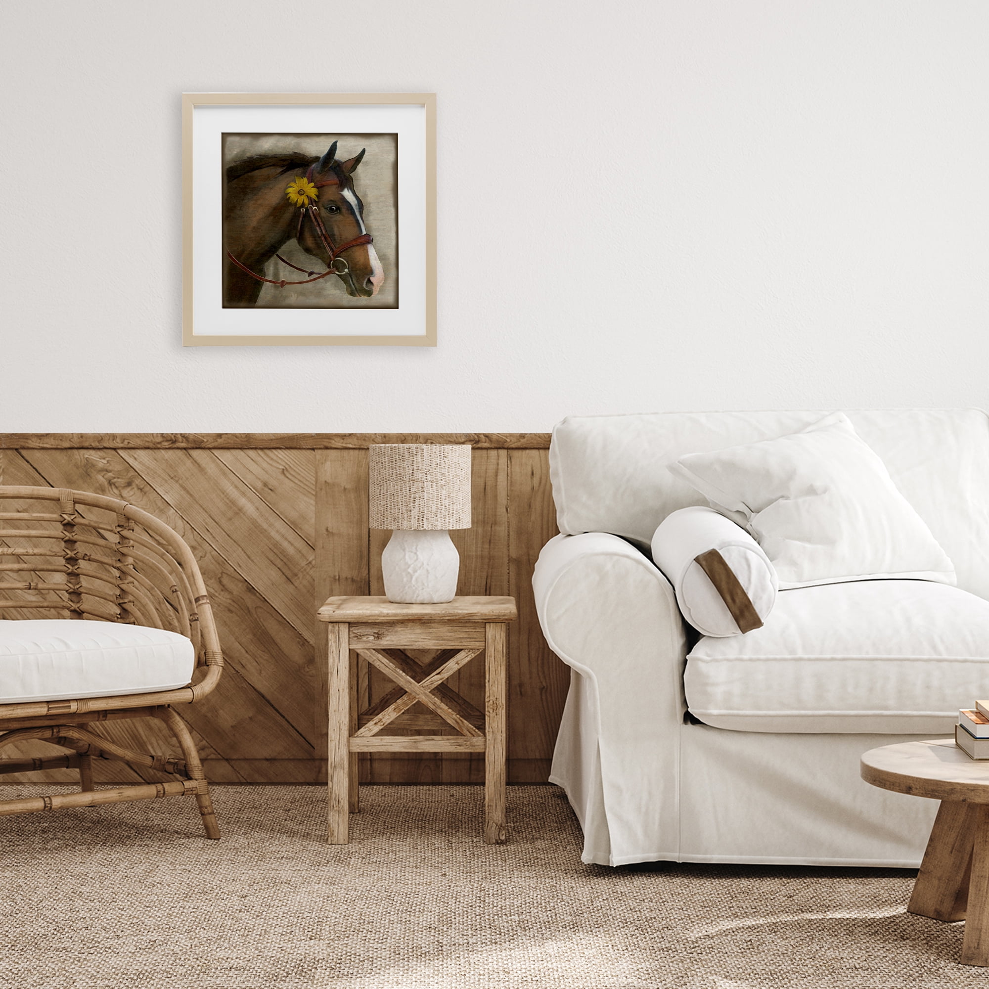 Stupell Industries Barnyard Horse with Daisy Birch Framed Print Under Glass, design by Suzanne Nicoll