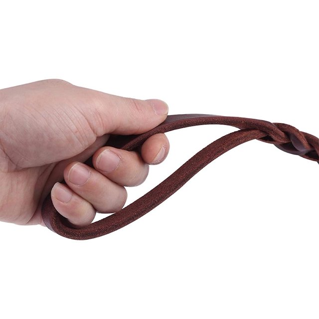 Correa de cuero de estilo tradicional para perros, cuerda de seguridad para perros que caminan corriendo, cachorros de entrenamiento (1,2 m) Feliz Sencillez