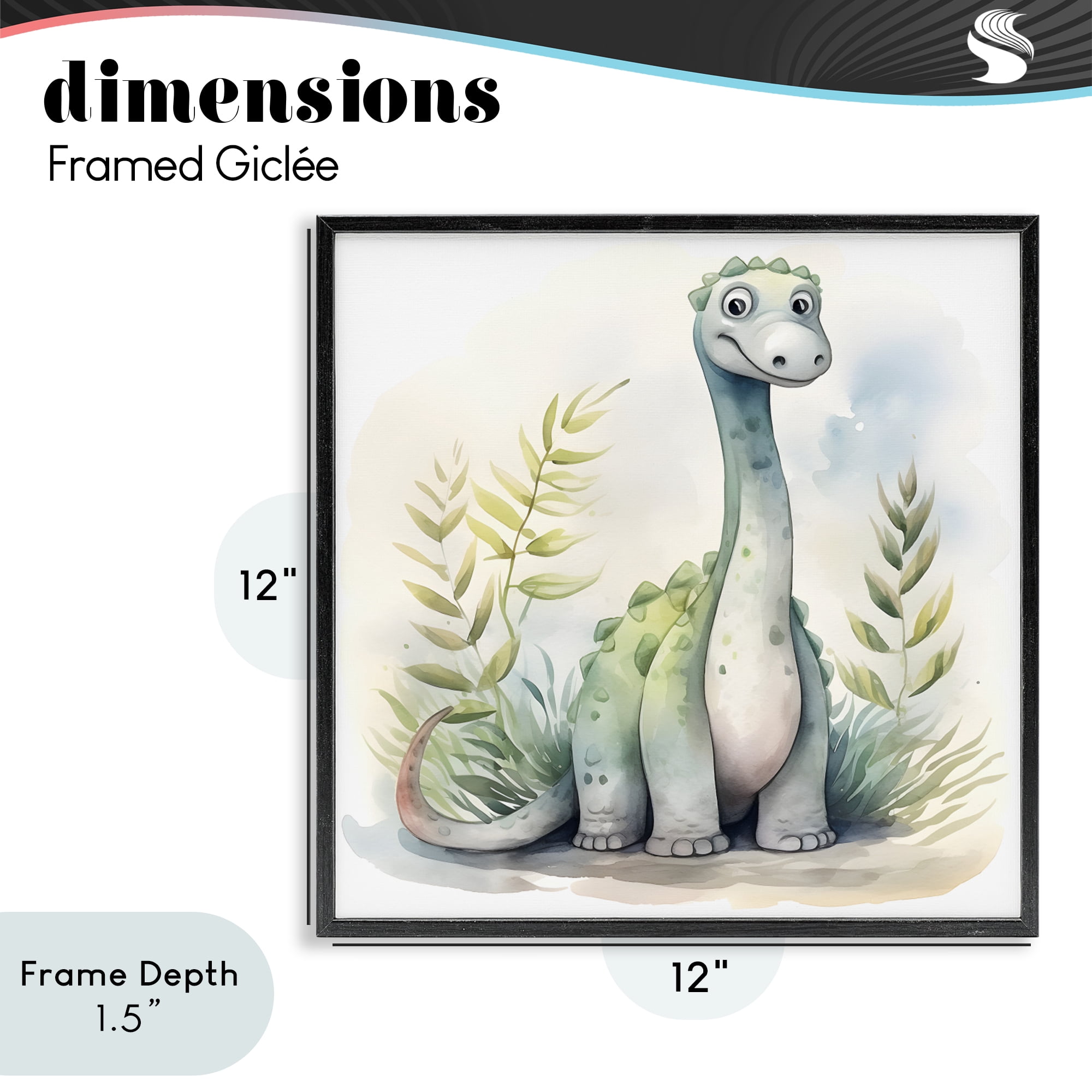 Stupell Industries Crafty Critters Dino Black Framed Giclee Art, design by Steve Hunziker