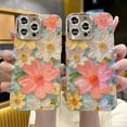 thumbnail image 4 of Floral Case for iPhone 15 Pro Max,Cute Colorful Retro Oil Painting Printed Flower with Glitter Bling Sparkly Camera Protector Soft TPU Phone Case for Girls Women for iPhone 15 Pro Max (Pink), 4 of 4