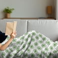 thumbnail image 3 of Green and White Soft Flannel Fleece Throw Blanket, Contemporary Ornaments Repetitive Concentric Arcs Round Shapes, Cozy Plush for Indoor and Outdoor Use, 60" x 80", Fern Green and White, by Ambesonne, 3 of 5
