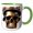 Green/White, variant on 3drose, Imaginary, Machine Fantastic Skull in Metal Helmet. Digital Art, 11oz Two-tone Black Mug