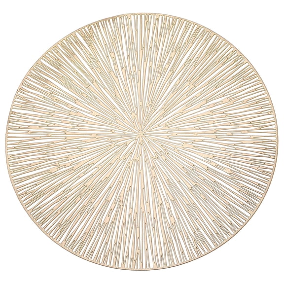 Dienrx Gold Round Vinyl Placemat - 15 Inch Washable Hollow Table Mat for Dining, Heat & Stain Resistant, Wedding & Holiday Table Decor