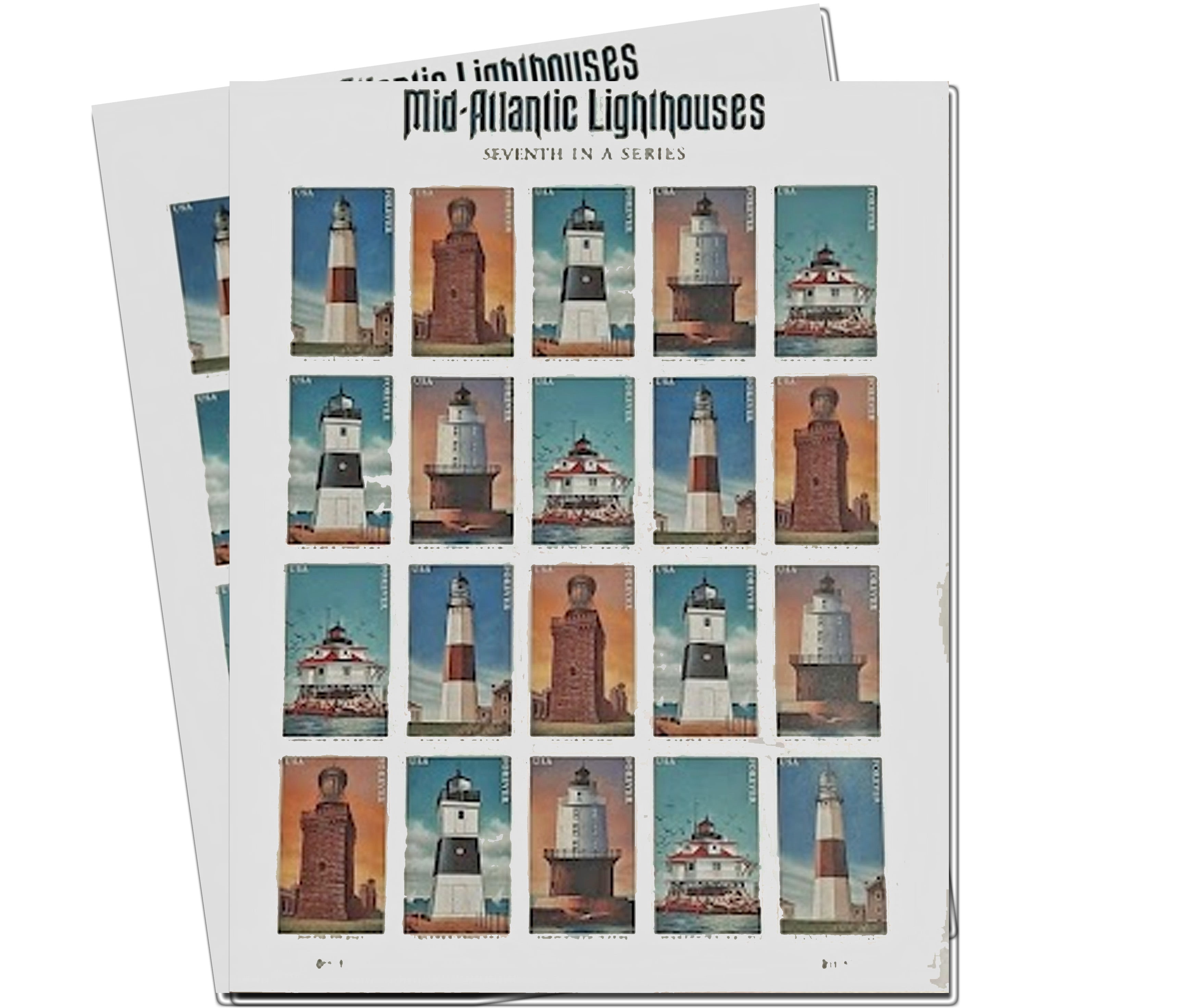 Mid Atlantic Lighthouses Usps First Class Forever Postage Stamps 2 Sheets Of 20 American