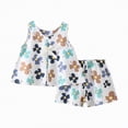 thumbnail image 4 of CAUYDY Toddler Kid Girl Outfits Clothes Floral Short Sleeve T-Shirt Top + Waist Pocketed Summer Short Sets 4-7T Girl Clothes T-Shirt Set (Sizes 18-24 Months,F02-Light Green), 4 of 4